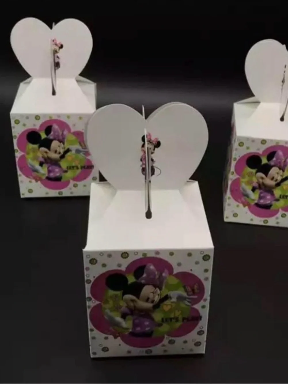 Minnie Mouse Pink Heart Party Favor Boxes 4 pack each package 6 piecesTotal 24